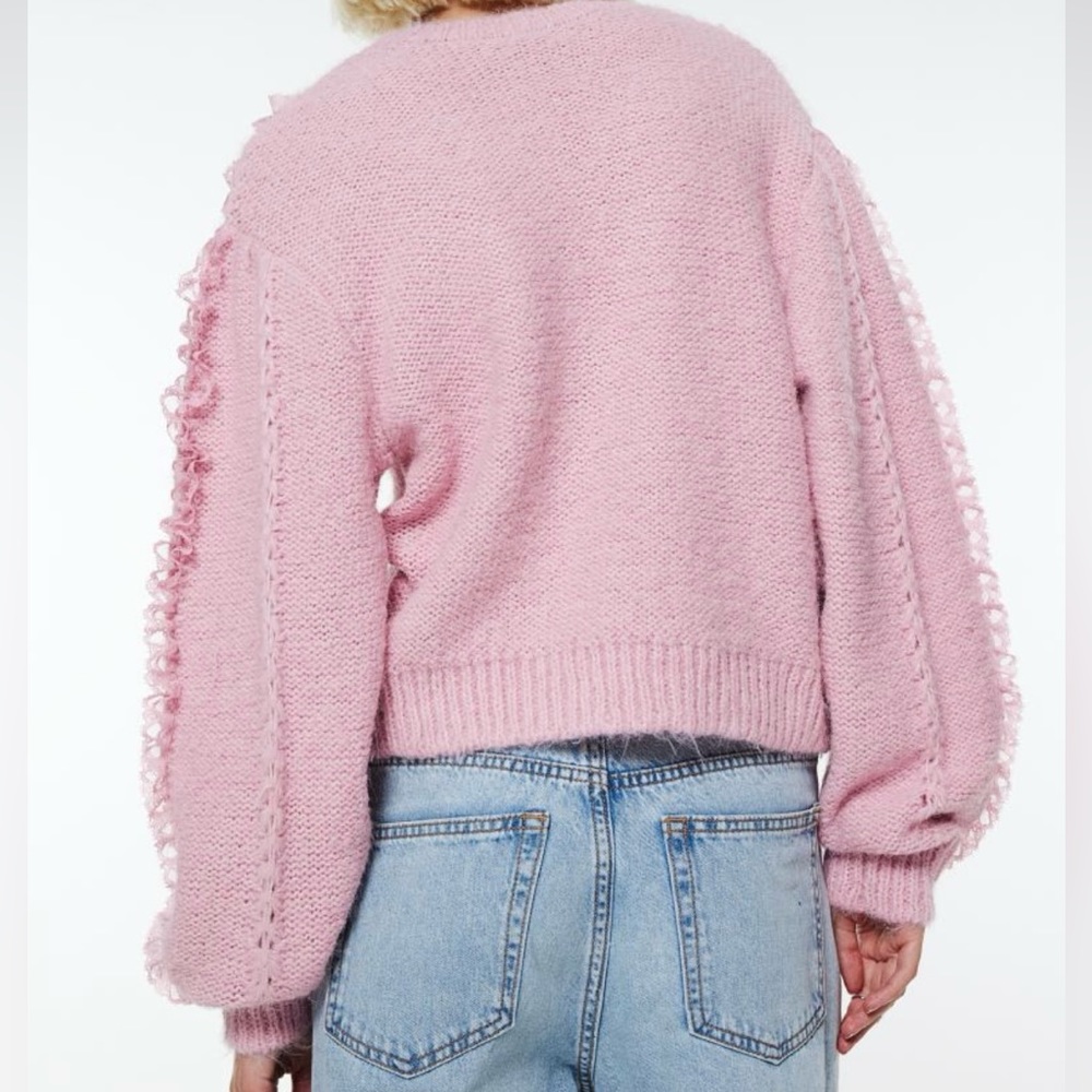 H&M Lace-Trimmed Sweater Pink Small - Picture 7 of 10